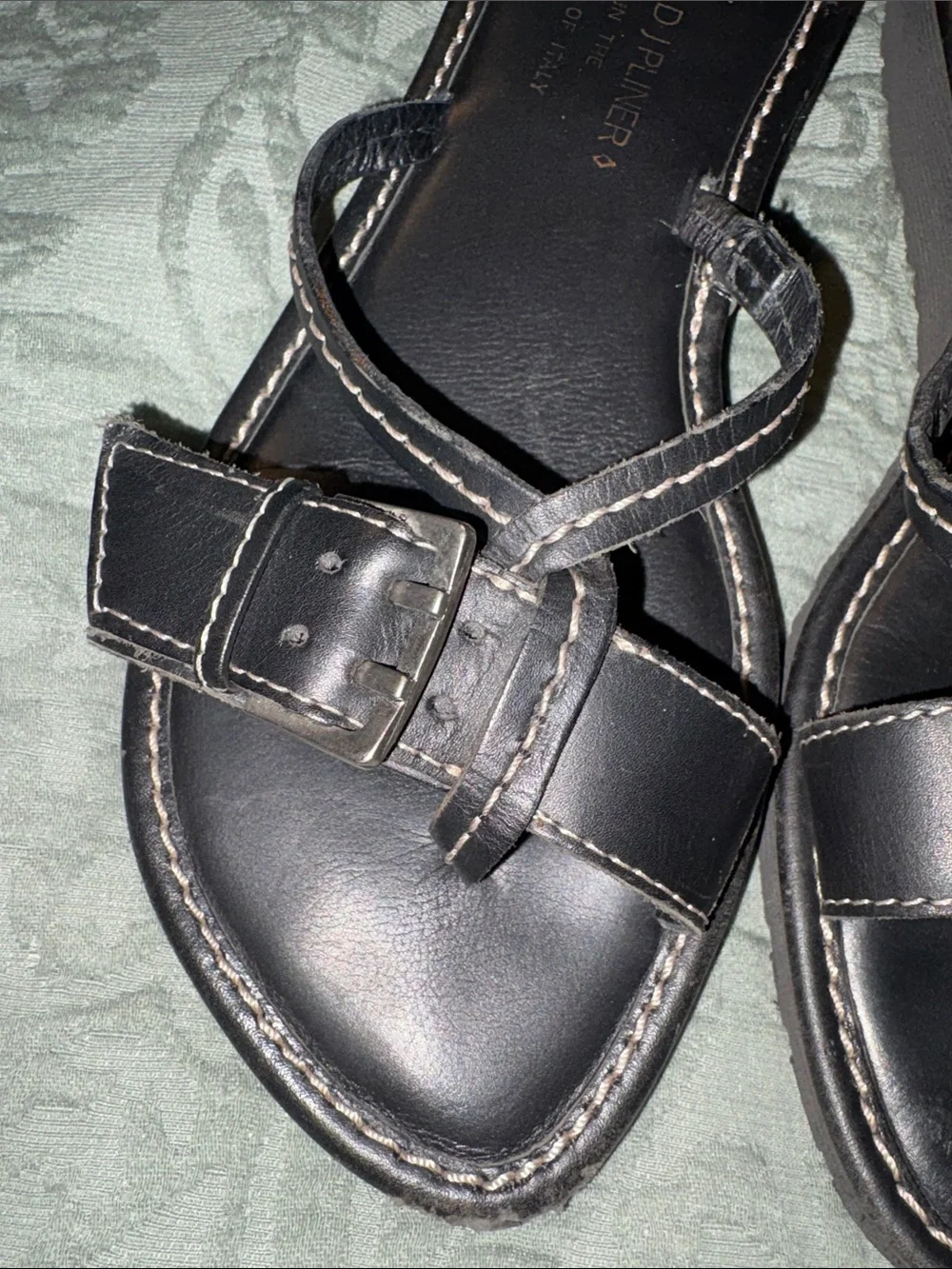 Donald J Pilner Italian black sandals size 7